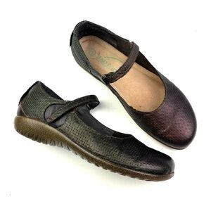 Naot Reka Mary Jane Leather Comfort Flats Rattlesnake Brown/French Roast size 8